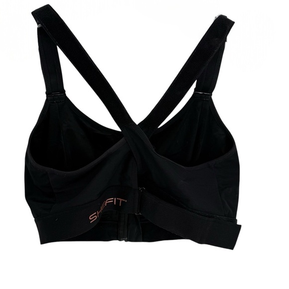 SHEFIT WOMEN 5 LUXE Black ZIP FRONT NO WIRE Adjustable FULL COVER SPORTS BRA - Picture 2 of 7